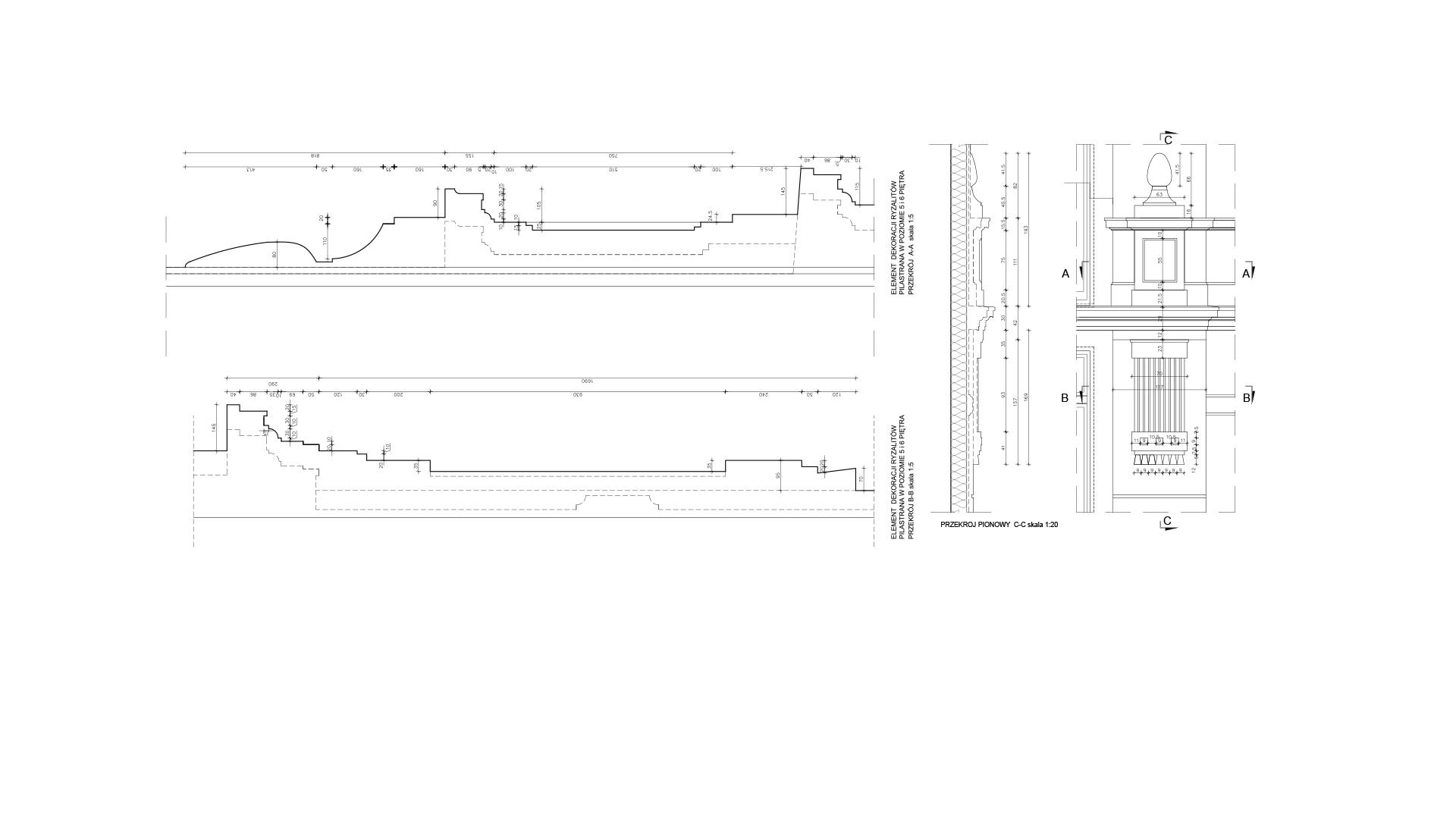 Drawing facade elewacja fasada rysunek architektoniczny kamienica targowa 17